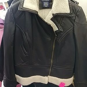 Ladies leather bomber jacket